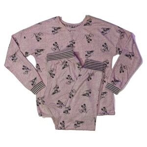 Disney Mickey Minnie Pink Gray Pajamas Jogger Set Small Soft Two-piece Cozy